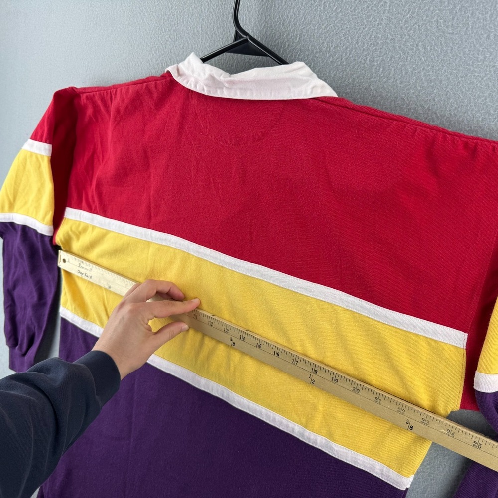 Vintage 80s Rugby Shirt Mens XL Long Sleeve Cotton Blend Jersey Collared Polo 10 - Picture 14 of 16